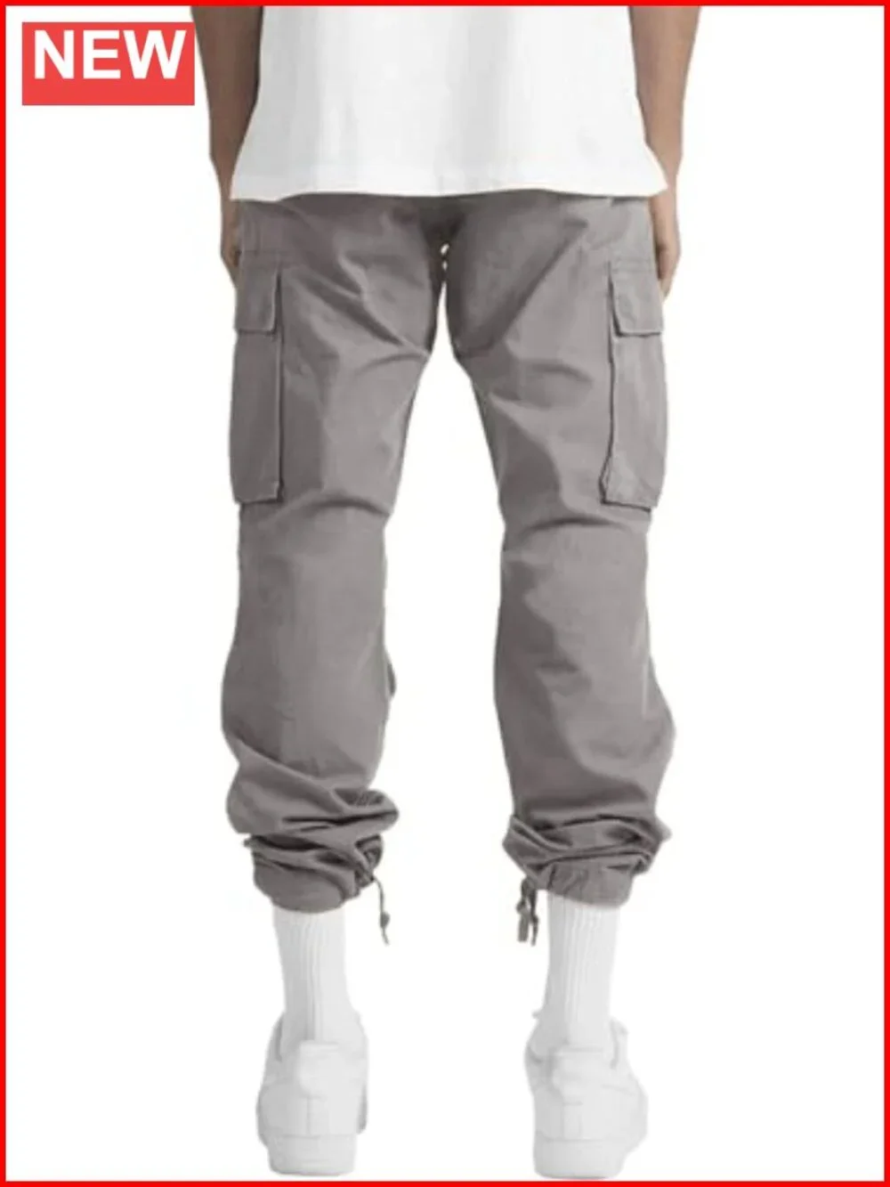 Cargo Pants Drawstring Casual Hiking Joggers Athletic Trousers Cotton Loose